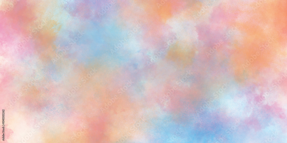 Abstract cloudy gradient background with multicolor cloudy stains, multicolor clouds texture watercolor picture painting illustration, Pastel colors wet effect hand drawn soft watercolor background. Abstract cloudy gradient background with multicolor cloudy stains, multicolor clouds texture watercolor picture painting illustration, Pastel colors wet effect hand drawn soft watercolor background.