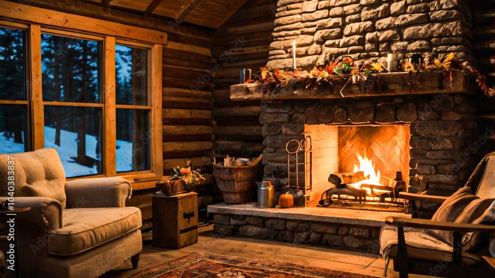 A peaceful autumn night in a cozy rustic cabin V10 A peaceful autumn night in a cozy rustic cabin V10