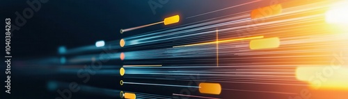 A dynamic abstract image depicting streams of light and color, suggesting speed, technology, and motion in a modern digital context.