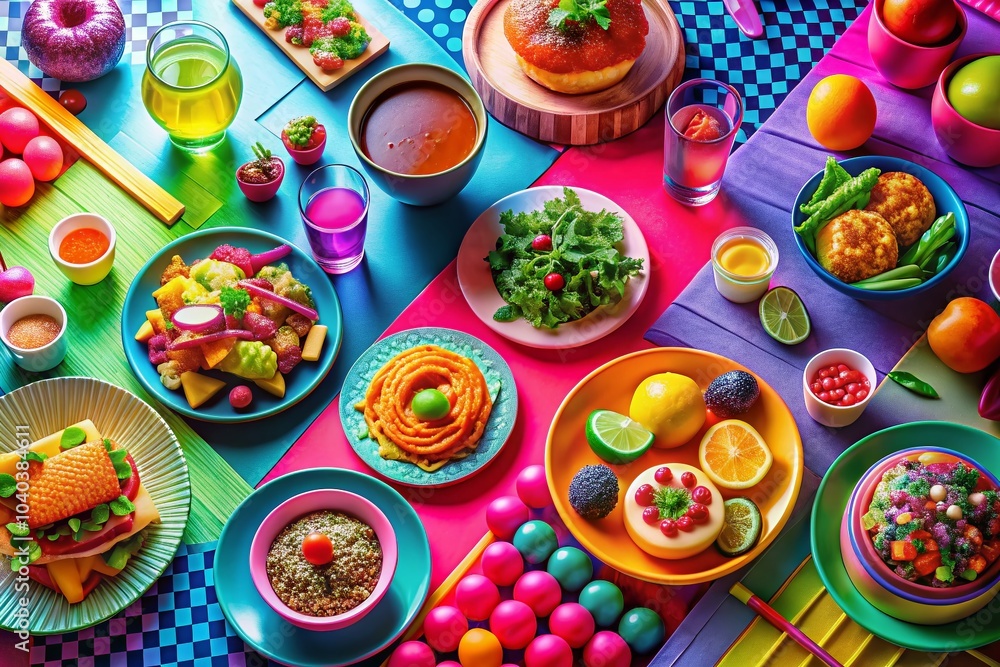 Y2K Aesthetic Food Photography for Streetwear, Graphic Design & Rave Party Elements in 2000s Style Y2K Aesthetic Food Photography for Streetwear, Graphic Design & Rave Party Elements in 2000s Style