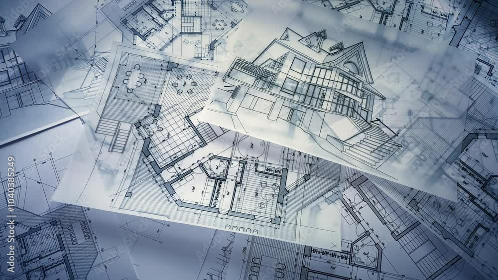 Architecture design: blueprint plan - illustrations of a plan modern residential building / technology, industry, business concept illustration: real estate, building, construction, architecture Architecture design: blueprint plan - illustrations of a plan modern residential building / technology, industry, business concept illustration: real estate, building, construction, architecture