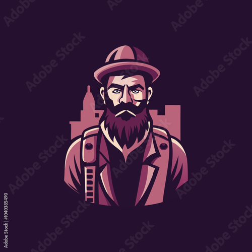 Flat style icon of a tourist