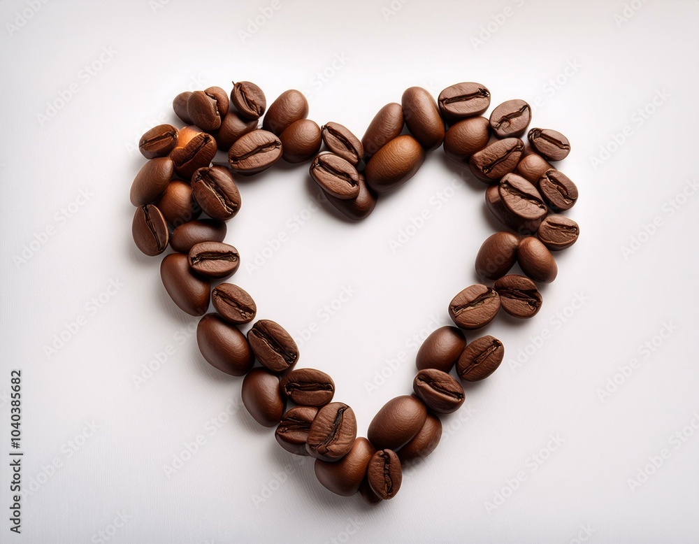 un corazón de granos de café; granos de arábica tostados. Realista un corazón de granos de café; granos de arábica tostados. Realista