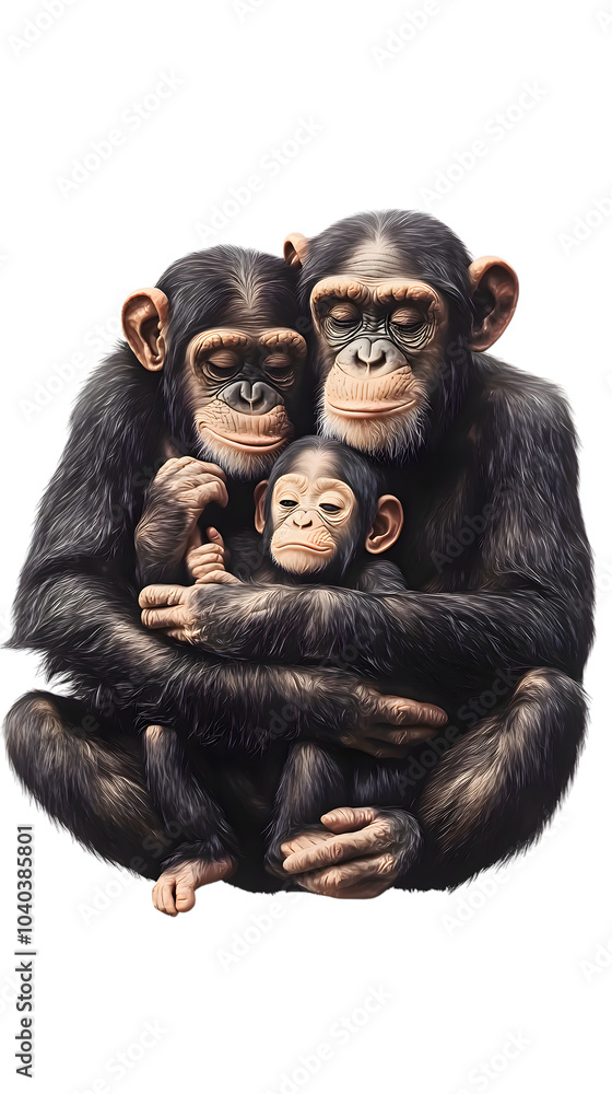Couple of Chimpanzee Monkeys with Their Baby on Their Lap, Transparent PNG Background, Wallpaper, Cover and Screen for Smartphone, PC, Laptop, Transparent PNG. Couple of Chimpanzee Monkeys with Their Baby on Their Lap, Transparent PNG Background, Wallpaper, Cover and Screen for Smartphone, PC, Laptop, Transparent PNG.