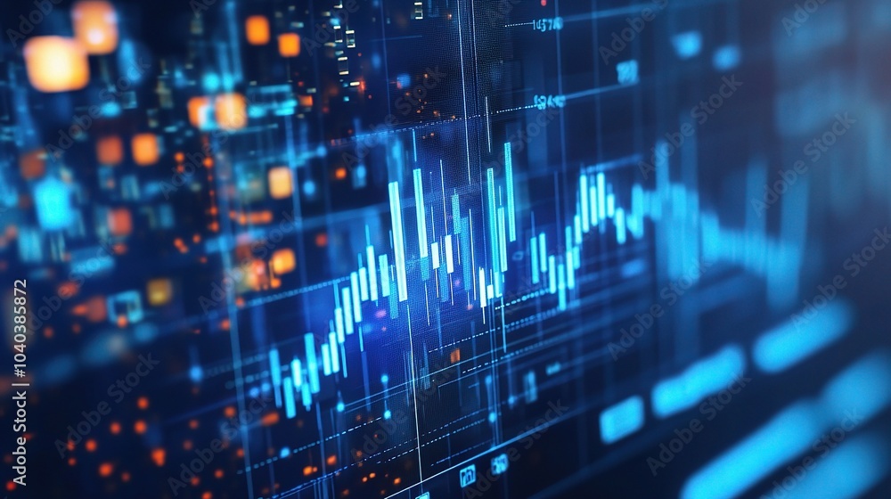 Dynamic Blue Financial Charts with Upward Trends Dynamic Blue Financial Charts with Upward Trends