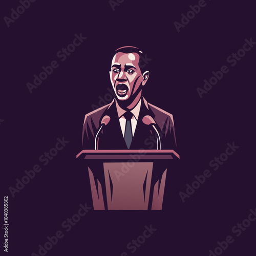 Flat style icon of an orator