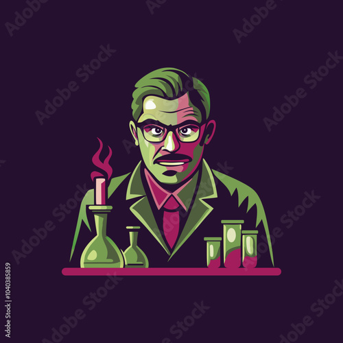 Flat style icon of a chemist