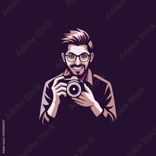 Flat icon of a cameraman