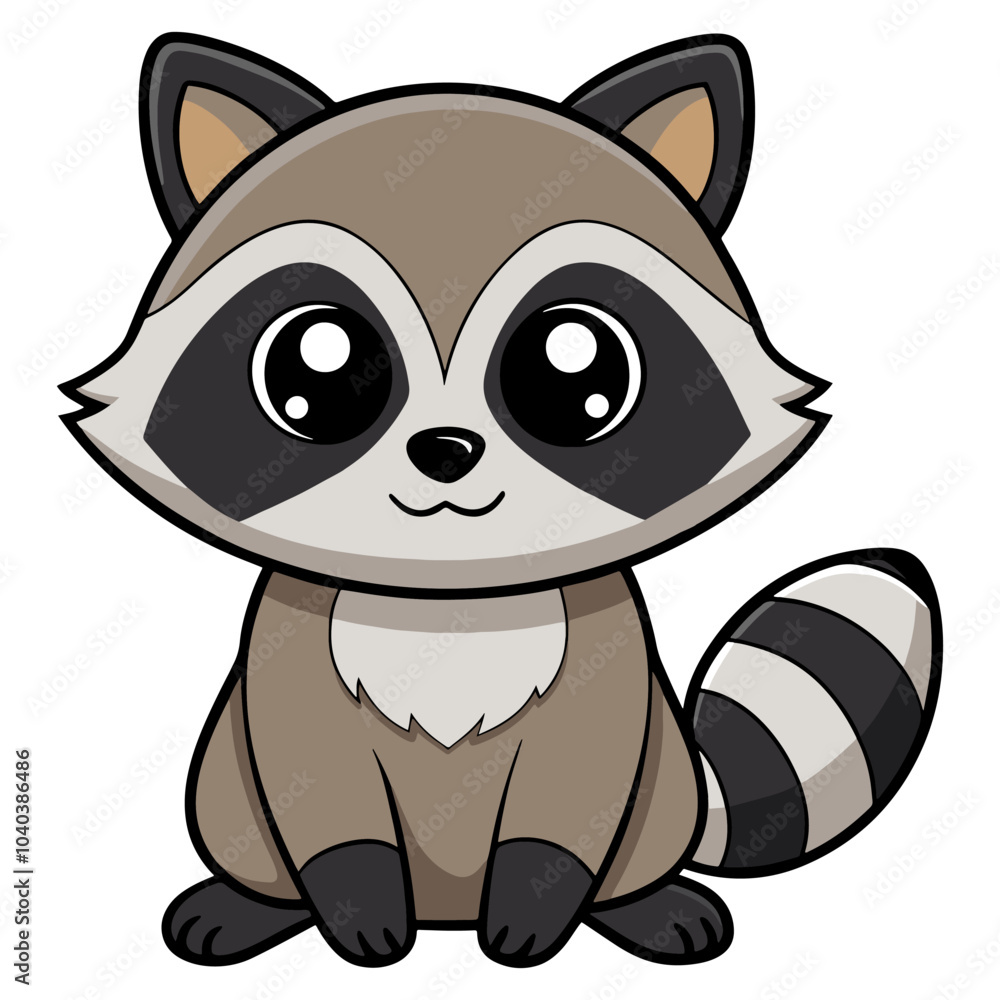 Adorable Cartoon Raccoon Sitting with a Smile Adorable Cartoon Raccoon Sitting with a Smile