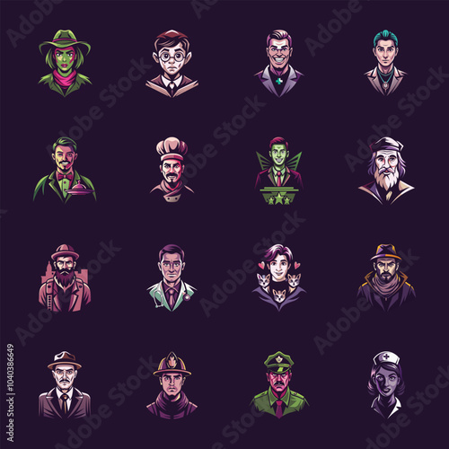 Bundle of Flat Style Professional People Icons 

