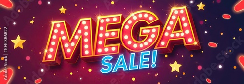 Mega sale special offer, sale banner. Sign board promotion