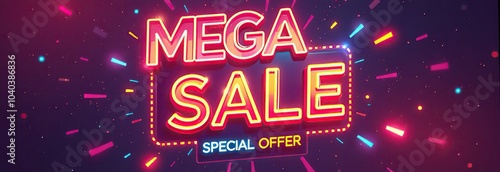 Mega sale special offer, sale banner. Sign board promotion