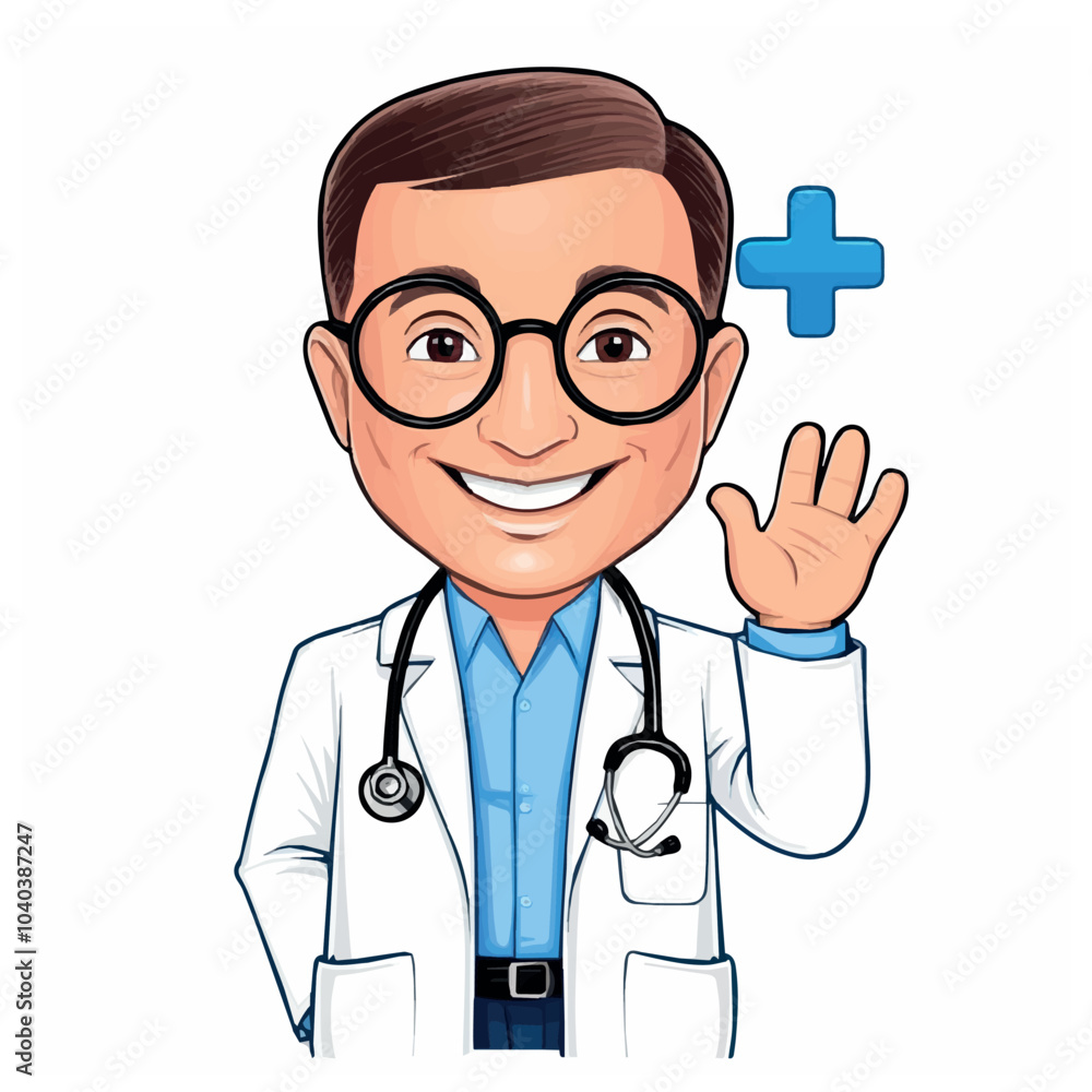 Flat Design Style Depicting a Joyous Doctor Character Flat Design Style Depicting a Joyous Doctor Character