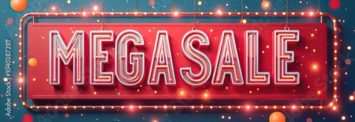 Mega sale special offer, sale banner. Sign board promotion