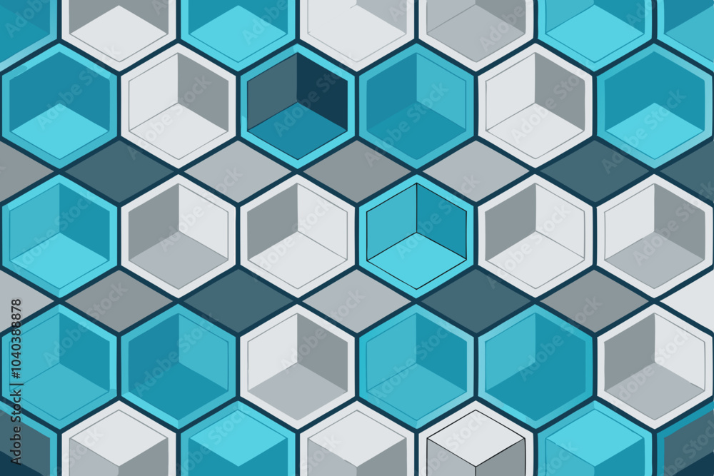 Seamless Hexagonal Grid Pattern with 3D Illusion Effect Seamless Hexagonal Grid Pattern with 3D Illusion Effect