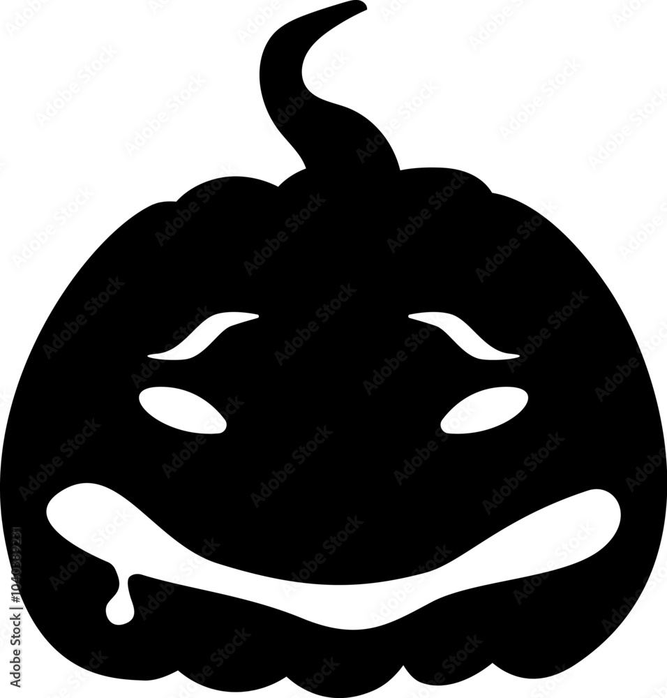Jack-o-lantern pumpkin greedy face expression silhouette. Halloween party pumpkin carving. Stock vector illustration isolated on white background in flat style. Jack-o-lantern pumpkin greedy face expression silhouette. Halloween party pumpkin carving. Stock vector illustration isolated on white background in flat style.