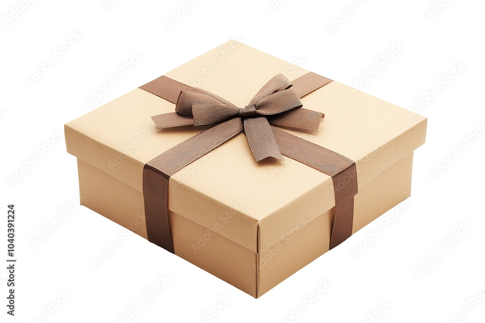 A gold and white box with a bow on top. on transparent background A gold and white box with a bow on top. on transparent background