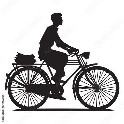 silhouette of a person riding a bicycle