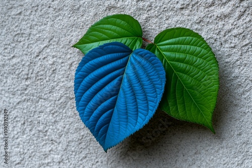 Single cerulean leaf against a plain, light background, capturing the beauty of nature in a simple, elegant form