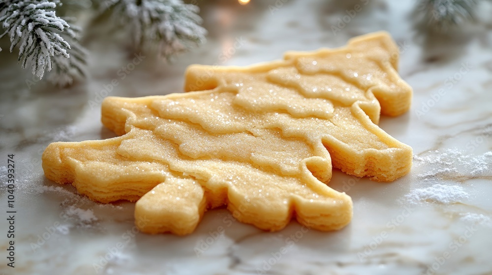 Deliciously decorated christmas tree-shaped cookies on a festive table Deliciously decorated christmas tree-shaped cookies on a festive table