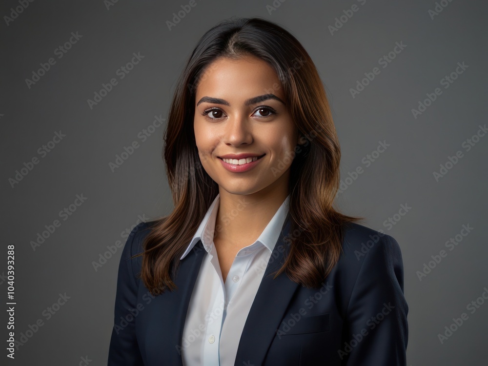 Businesswoman confidently posing in professional attire for corporate headshot Businesswoman confidently posing in professional attire for corporate headshot