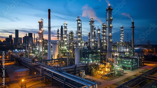 Wallpaper Mural Night Shift at the Petrochemical Plant  Torontodigital.ca