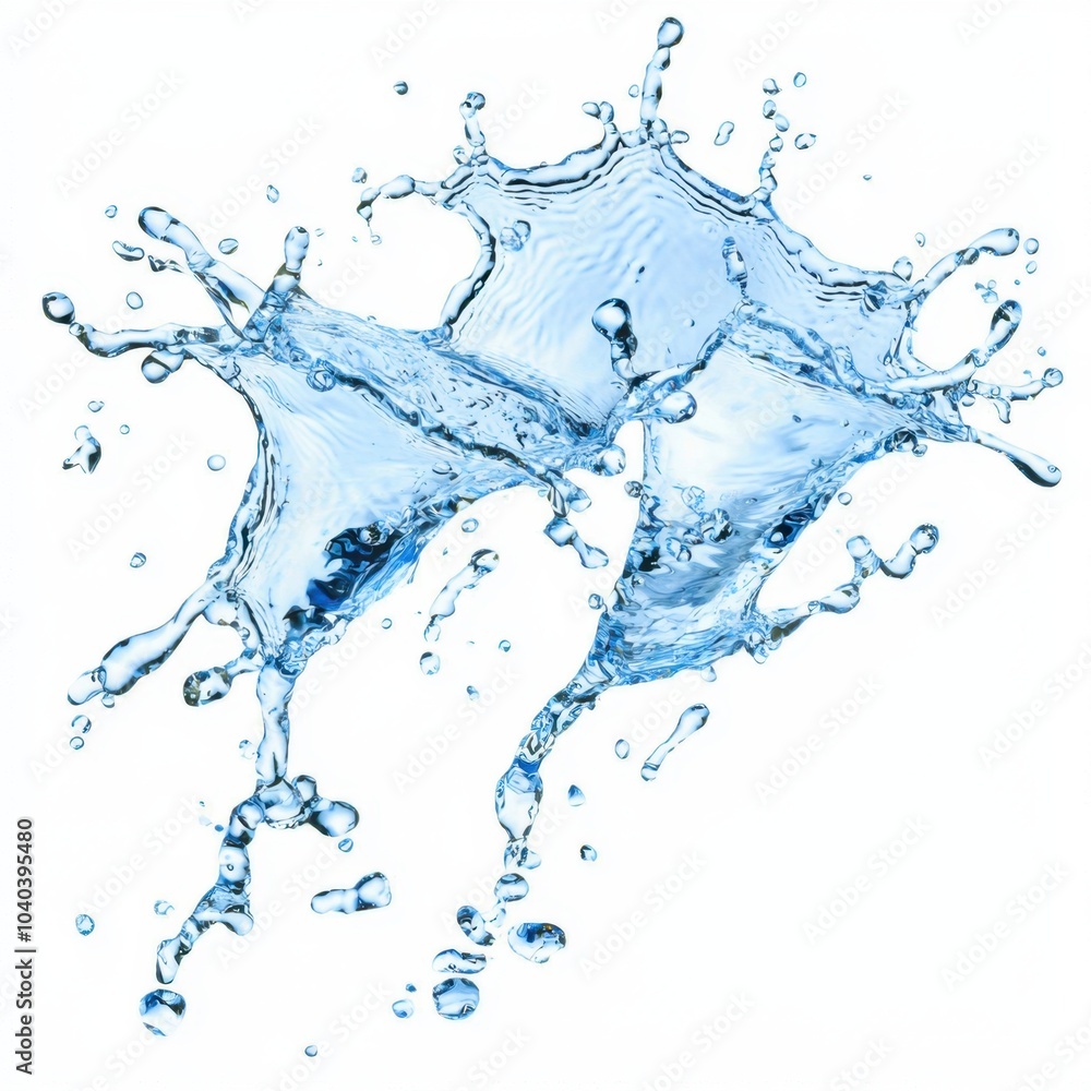Splashing water against a white background creating dynamic shapes Splashing water against a white background creating dynamic shapes