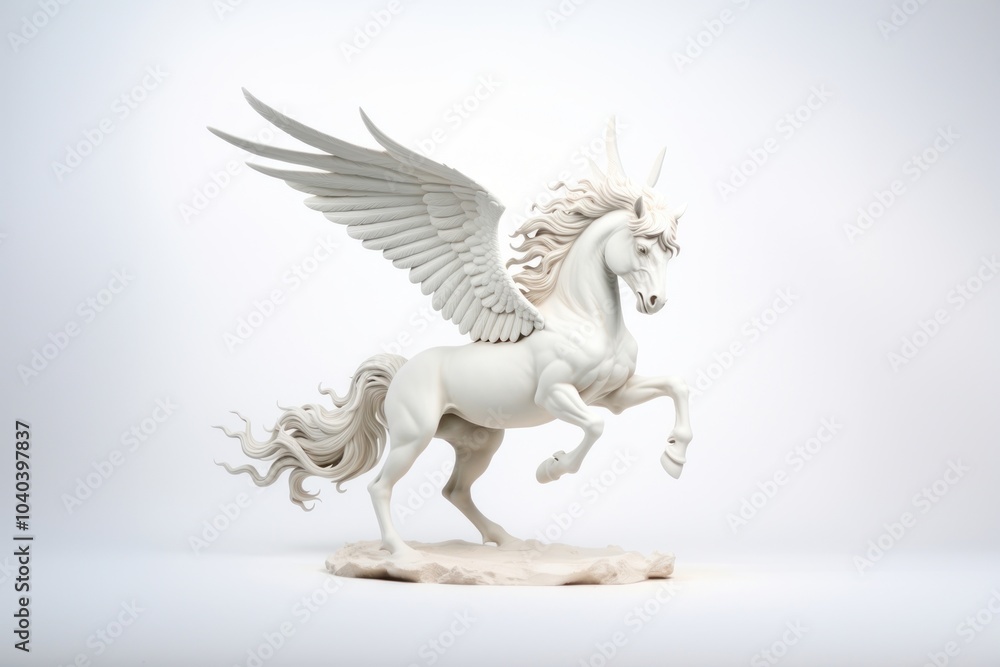 White Pegasus statue animal mammal horse. White Pegasus statue animal mammal horse.