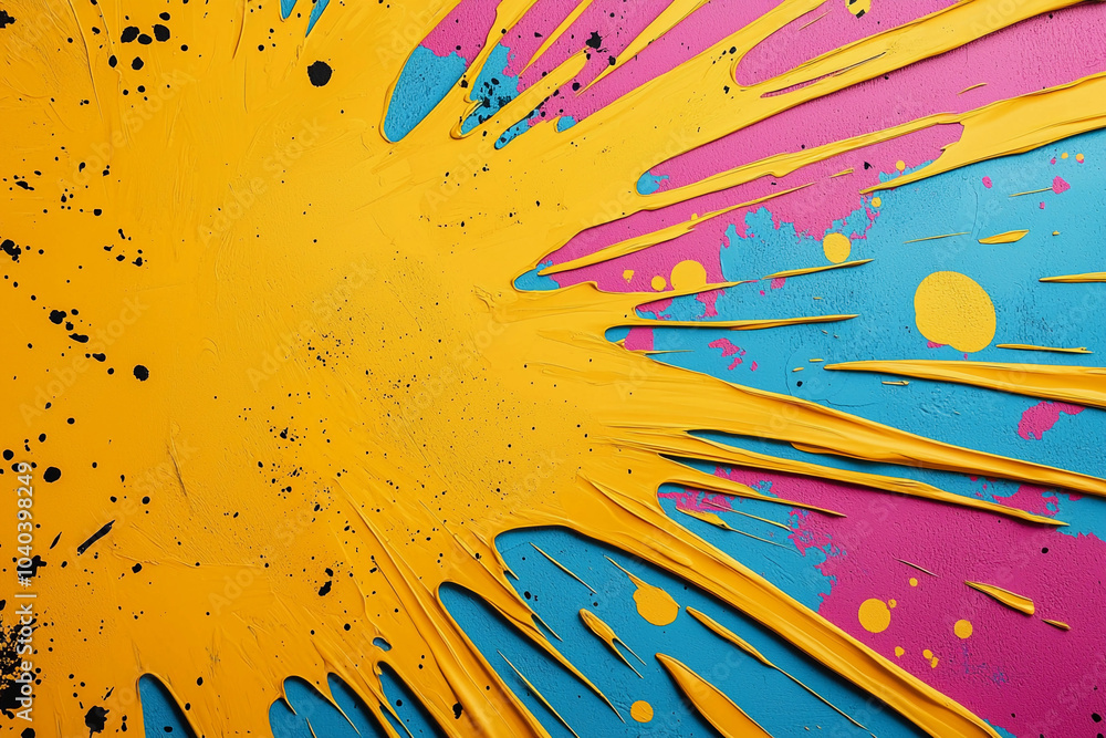 Vibrant wall art display showcasing colorful paint splatter pattern Vibrant wall art display showcasing colorful paint splatter pattern
