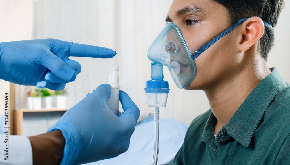 Asthma COPD Breath Nebulizer And Mask Given By Doctor Asthma COPD Breath Nebulizer And Mask Given By Doctor