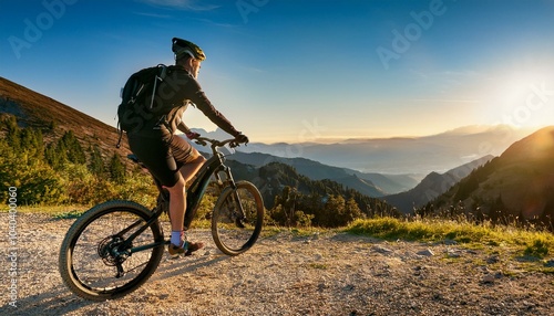 Man Riding Electric Mountain Bike