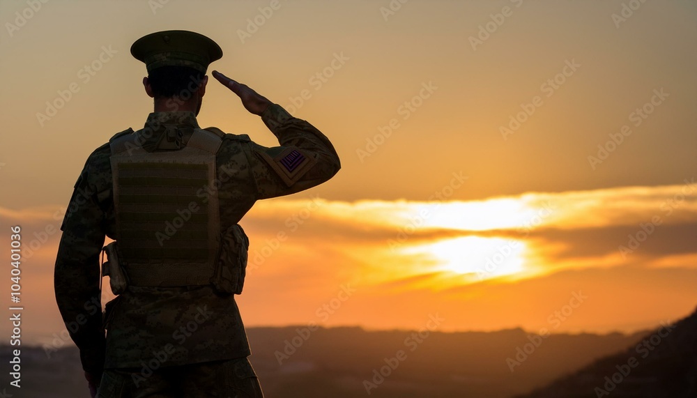 Soldier Saluting During Sunset Soldier Saluting During Sunset