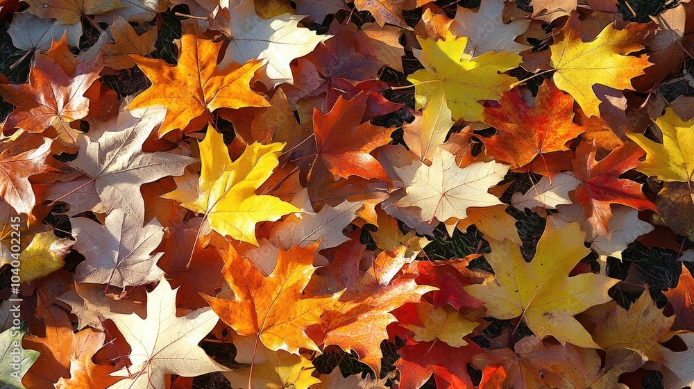 A close-up of colorful autumn leaves scattered on the ground. A close-up of colorful autumn leaves scattered on the ground.
