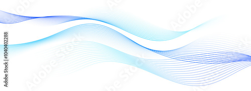 Abstract Blue Wave Lines on White Background. Vector Illustration