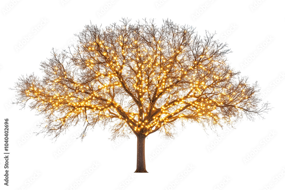 Fototapeta premium A large tree with a lot of leaves is standing in a field. on transparent background
