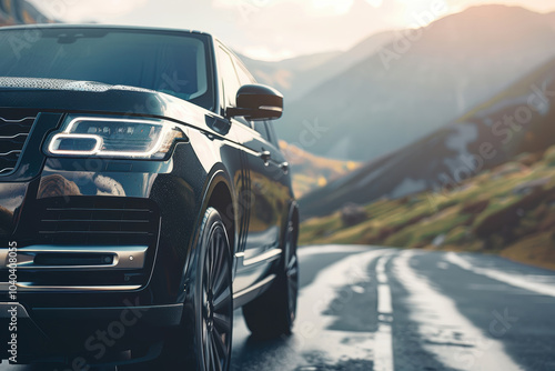 Luxury SUV Navigating Scenic Mountain Road for Adventure and Travel Inspiration