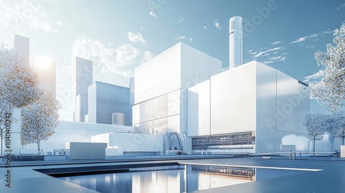 A cutting-edge AI-powered smart waste-to-energy system, modern urban setting with integrated technology for converting waste into usable energy, Waste-to-Energy style