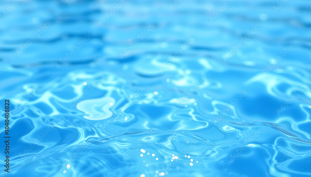 Blue water with ripples on the surface. Defocus blurred transparent blue colored clear calm water surface texture with splashes and bubbles. Water waves with shining pattern texture background isola Blue water with ripples on the surface. Defocus blurred transparent blue colored clear calm water surface texture with splashes and bubbles. Water waves with shining pattern texture background isola