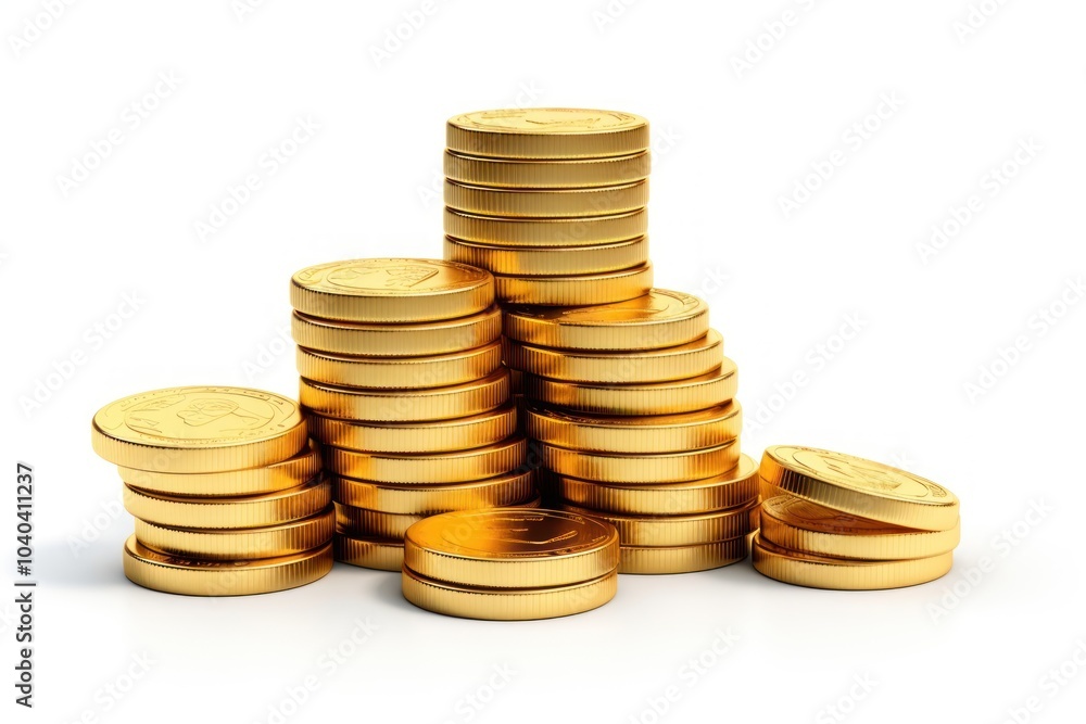 Gold coin money white background. Gold coin money white background.