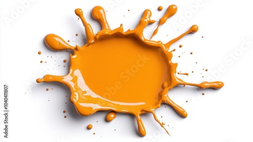 A photostock images of vivid orange paint splatter, isolated on white background, High Quality