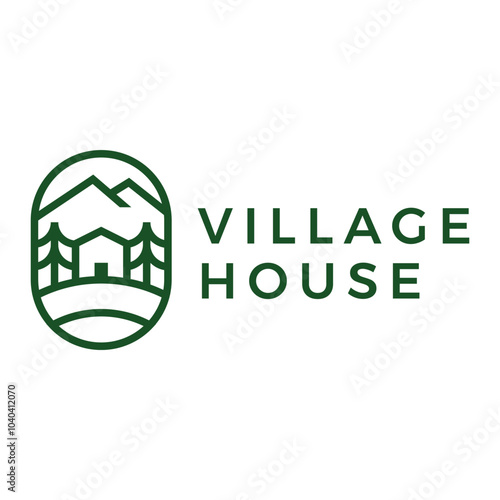 village house flat minimalist logo design