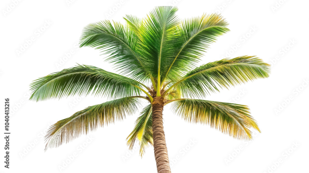 Obraz premium PNG Green Palm Tree Leaves Against Black Background Isolated on Transparent Background
