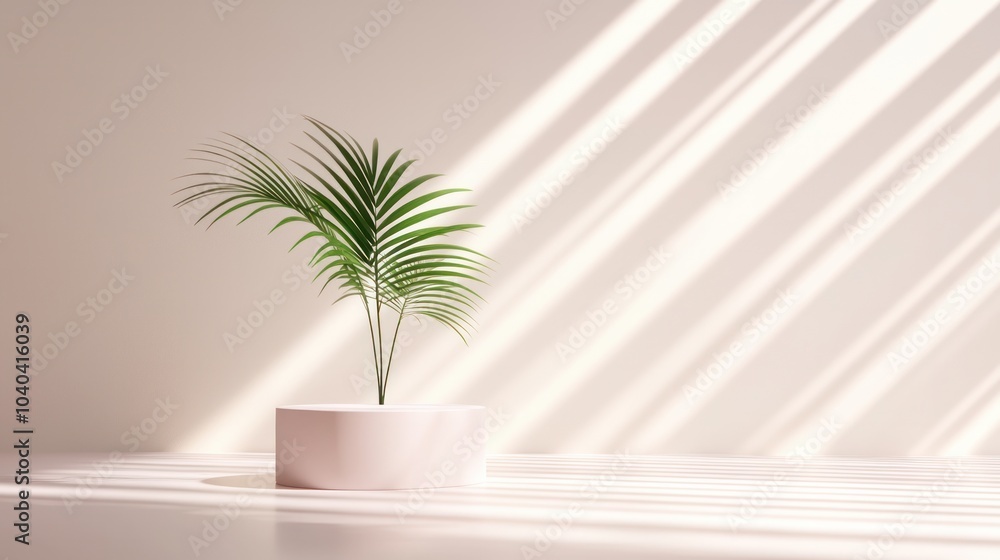 Elegant Indoor Plant with Soft Shadows Illuminating a Minimalist Space Elegant Indoor Plant with Soft Shadows Illuminating a Minimalist Space