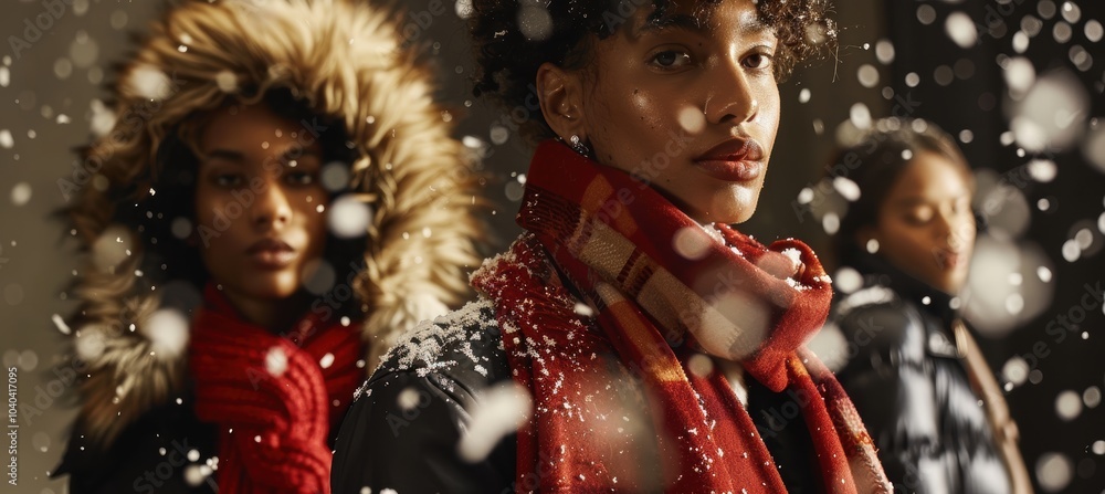 Elegant Winter Fashion Promotion Featuring Cozy Knits and Festive Elements for Holiday Sales Elegant Winter Fashion Promotion Featuring Cozy Knits and Festive Elements for Holiday Sales