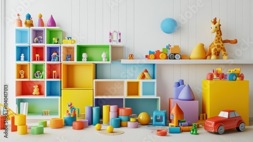 Colorful Playroom with Toys and Shelving