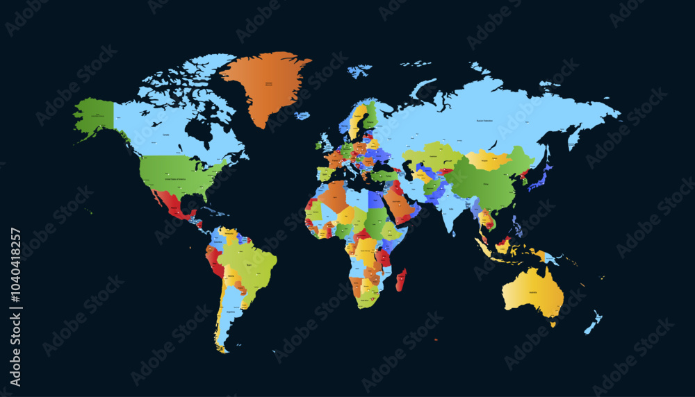 Obraz premium World map. Color modern vector map. Silhouette map