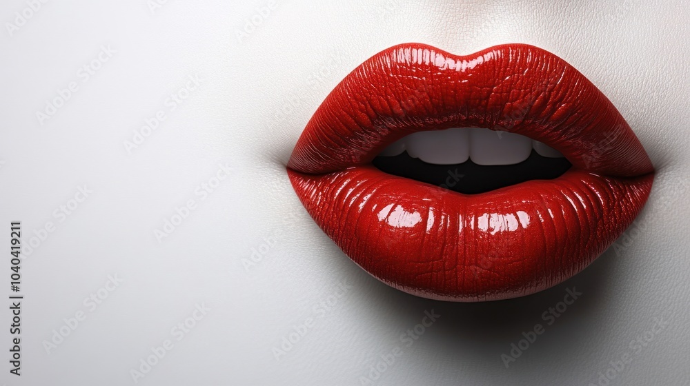 Bold scarlet lips exude confidence and glamour, creating an enchanting allure Bold scarlet lips exude confidence and glamour, creating an enchanting allure