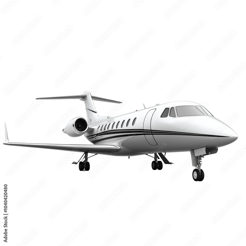 A sleek private jet with a streamlined design isolated on transparent background A sleek private jet with a streamlined design isolated on transparent background