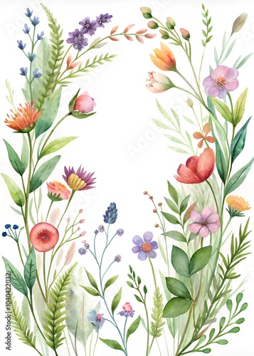 delicate messages are thin with wildflowers in soft pastel colors growing on a white background