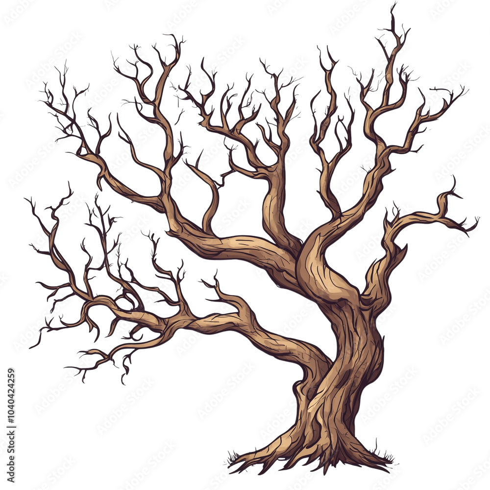 Hand drawn cartoon illustration of tree branches on a transparent background Hand drawn cartoon illustration of tree branches on a transparent background